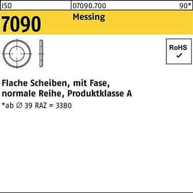 Unterlegscheibe ISO 7090 Fase 20 Messing 50 Stück 070907000200000