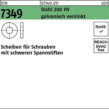 Scheibe DIN 7349 17x40x 6 Stahl 200HV galv.verz. 2 50 Stück 073490110170000