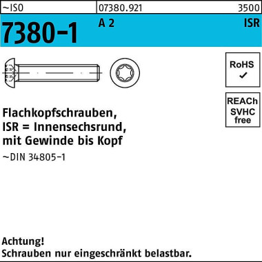 Flachkopfschraube ISO 738 0-1 ISR VG M3x 4-T10 A 2 500 Stück 073809210030004