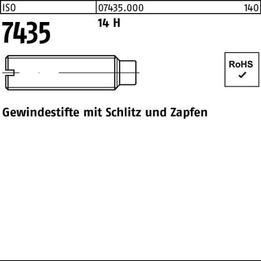 Gewindestift ISO 7435 Sch litz/Zapfen M3x 8 14 H 10 0 Stück 074350000030008