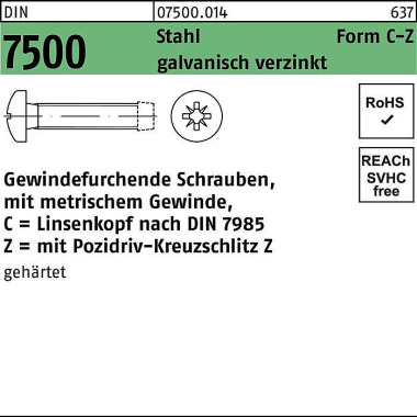 Gewindefurchendeschraube DIN 7500 LIKO PZ CM 5x35- Z Stahl galv.verz. 500St. 075000140050035