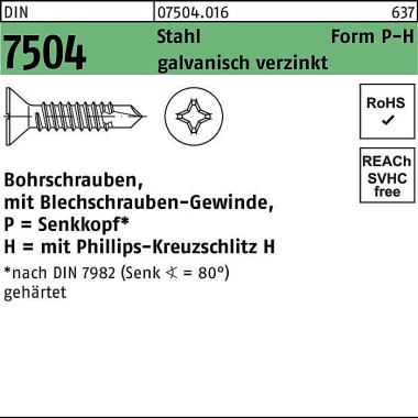 Bohrschraube DIN 7504 SEK O PH P 3,9x38-H Stahl gal v.verz. 500St. 075040160039038