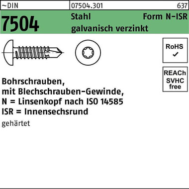 Bohrschraube DIN 7504 ISR N 4,2x32-T20 Stahl galv. verz. 500St. 075043010042032