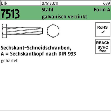 Gewindeschneidschraube DI N 7513 FormA Sechskant AM 5x20 Stahl galv.verz. 50 0St. 075130110050020