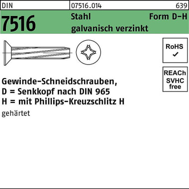 Gewindeschneidschraube DI N 7516 SEKO PH DM 6x60-H Stahl galv.verz. 250St. 075160140060060