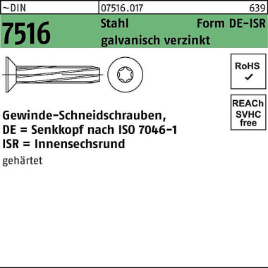 Gewindeschneidschraube DI N 7516 SEKO ISR DE M3x10- T10 Stahl galv.verz. 2000 St. 075160170030010