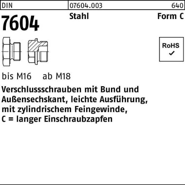 Verschlußschraube DIN 760 4 Bund CM 8x 1 Stahl 100 Stück 076040030080100