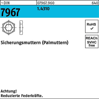 Sicherungsmutter DIN 7967 M20 1.4310 100 Stück 079679600200000