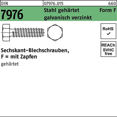 Blechschraube DIN 7976 Se chskant/Zapfen 4,8x22 -F Stahl geh.galv.verz. 250S t. 079760150048022