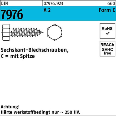 Blechschraube DIN 7976 Se chskant/Spitze C 6,3x 60 A 2 100 Stück 079769230063060