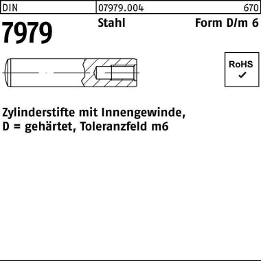 Zylinderstift DIN 7979 In nengewinde D 4x 10 Stahl gehärtet Toleranz m6 100S t. 079790040040010