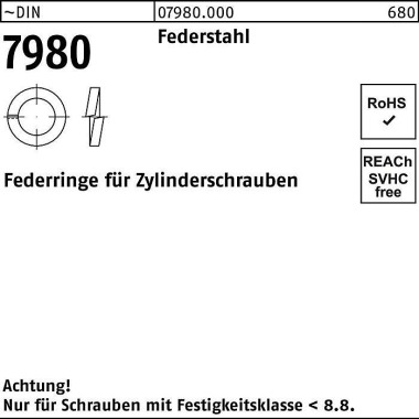 Federring DIN 7980 f.Zyli nderschrauben 12 Federsta hl 500 Stück 079800000120000