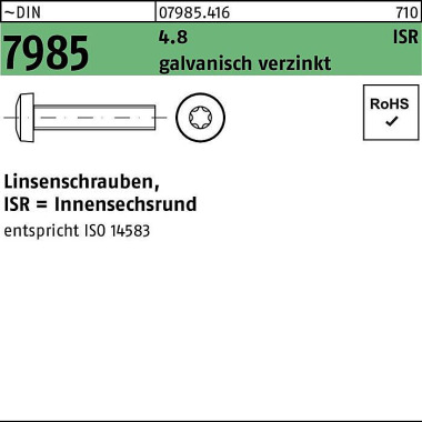 Linsenschraube DIN 7985 I SR M2x4-T6 4.8 galv.verz. 2000St. 079854160020004