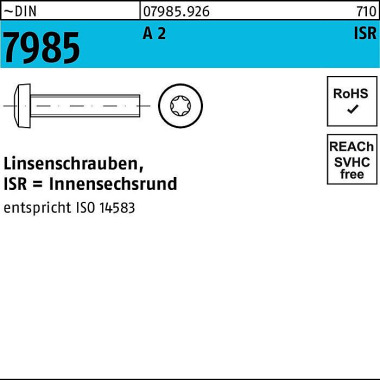 Linsenschraube DIN 7985 I SR M2x 4-T6 A 2 1000 Stüc k 079859260020004