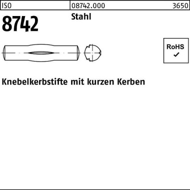 Knebelkerbstift ISO 8742 kurzen Kerben 4x 36 Stahl 100 Stück 087420000040036