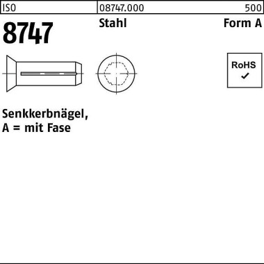 Senkkerbnagel ISO 8747 Fa se 3x 12 Stahl 500 Stück 087470009030012