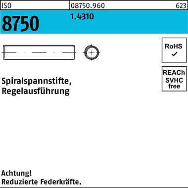 Spiralspannstift ISO 8750 1x 10 1.4310 Regelausf. 1000 Stück 087509600010010