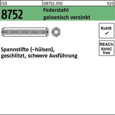 Spannstift ISO 8752 gesch litzt 4x16 Federstahl gal v.verz. schwere Ausf. 200 St. 087520100040016