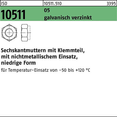 Sechskantmutter ISO 10511 Klemmteil M8 5 galv.verz . 1000 Stück 105115100080000