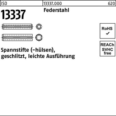 Spannstifthülse ISO 13337 geschlitzt 2x 12 Federst ahl leichte Ausf. 200 Stü ck 133370000020012