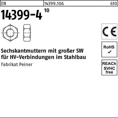 Sechskantmutter EN 14399- 4 M20 10 1 Stück PEINER 143991060200000