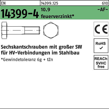 Sechskantschraube EN 1439 9-4 M20x 200 10.9 feuerve rz. 1 Stück FRIEDBERG 143991250200200