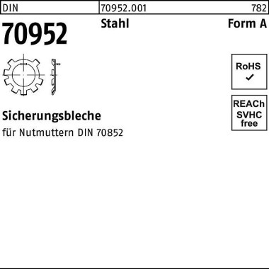 Sicherungsblech DIN 70952 A 22 Stahl f.Nutmuttern DIN70852 50 Stück 709520010220000