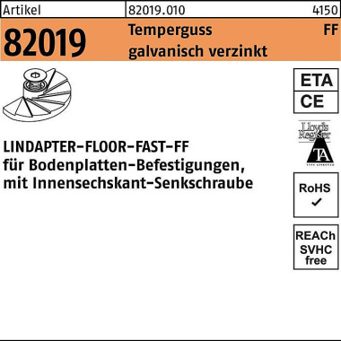 Klemme R 82019 GTW 40 FAS T M10 Temperguss galv.ver z. 1 Stück LINDAPTER 820190100100000