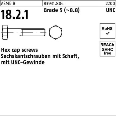 Sechskantschraube R 83931 UNC-Gewinde/Schaft 1/4x 4 1/2 Grade 5 (~8.8) 100S t. 839318040250114