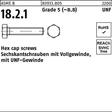 Sechskantschraube R 83933 UNF-Gewinde VG 5/16x 1/2 Grade 5 (~8.8) 100 Stück 839338050310013