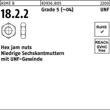 Sechskantmutter R 83936 U NF-Gewinde niedrig 5/8 Gr ade 5 (~04) 50 Stück 839368050580000