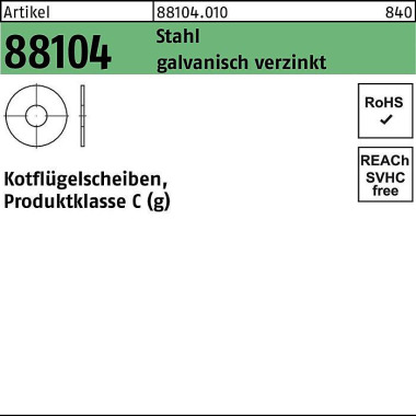 Kotflügelscheibe R 88104 10,5x30x1,5 Stahl galv.ve rz. 200 Stück 881040100105030