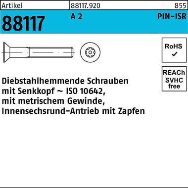 Schraube R 88117 diebstah lh. Seko ISR Zapfen M4x 6 -T20 A 2 100 Stück 881179200040006