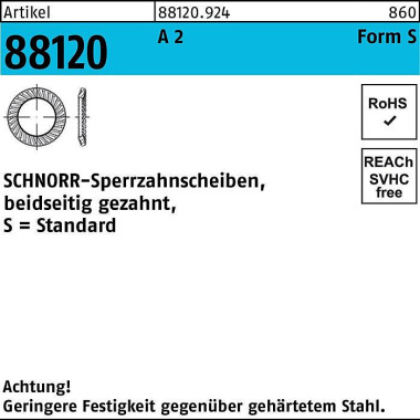 Sperrzahnscheibe R 88120 beids.gez. S24x36x1,8 A 2 100 Stück SCHNORR 881209240240000