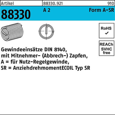 Gewindeeinsatz R 88330 Fo rmA M24x 24 A 2 10 Stück AMECOIL 883309210240024