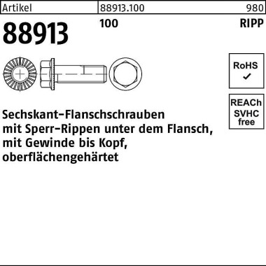 Sechskantflanschschraube R 88913 Sperr-Ripp VG M12 x 75 100 50 Stück 889131000120075