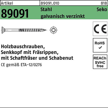 Holzbauschraube R 89091 S EKO ISR 10x260-T40 Stahl galv.verz. 25St. 890910100100260