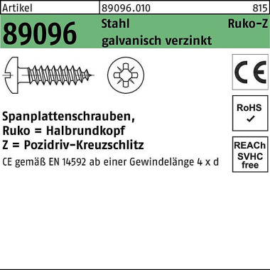 Spanplattenschraube R 890 96 HAKO PZ 4,5x20-Z Stahl galv.verz. 1000St. 890960100045020