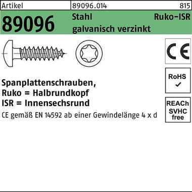 Spanplattenschraube R 890 96 HAKO ISR 3x12-T10 Stah l galv.verz. 1000St. 890960140030012