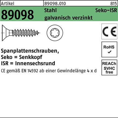 Spanplattenschraube R 890 98 SEKO ISR VG 3,5x35-T15 Stahl galv.verz. 1000St. 890980100035035