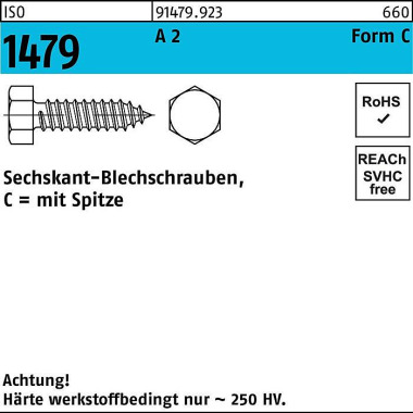 Blechschraube ISO 1479 Sp itze/6-kt C 2,9x 25 A 2 1 000 Stück 914799230029025