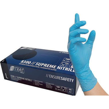 Einweghandschuh SUPREME NITRILE Gr.M blau Nitril EN374 PSA III 100 St.NITRAS 8300-M