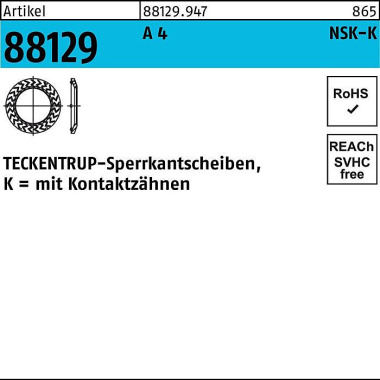 Sperrkantscheibe R 88129 NSK-K 4 A 4 1000 Stück TE CKENTRUP 881299470040000