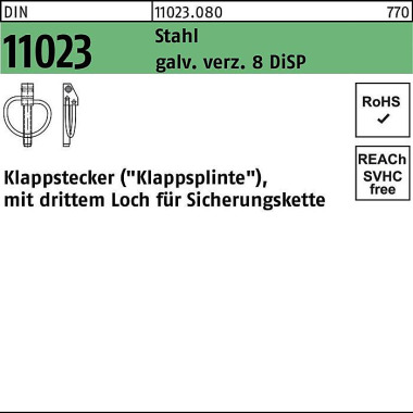 Klappstecker DIN 11023 6x 42 Stahl gal Zn 8 DiSP 5 0 Stück 110230800060042