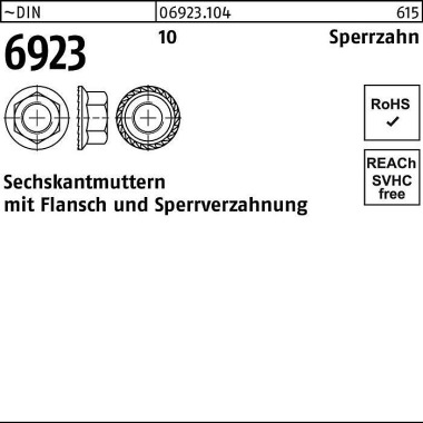 Sechskantmutter DIN 6923 Flansch M5 10 Sperrverzah nung 1000 Stück 069231040050000