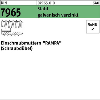 Einschraubmutter DIN 7965 M3x 8 Stahl galv.verz. 1 00 Stück 079650100030008