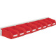 Sichtlagerkastenset H100xB920xT180mm Stahlblech/Polyethylen Kunststoffbeschichtung rot 8xGr.7 rot RASTERPLAN 4202.52.5213