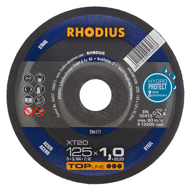 Rhodius Extradünne Trennscheibe XT20 TOPline, 125 x 1,0 x 22,23mm 206171 (T-8227)