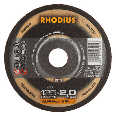 Rhodius Freihandtrennscheibe FT26 ALPHAline, 125 x 2,0 x 22,23mm 208725 (T-8256)