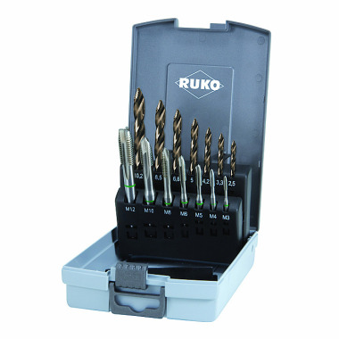 Ruko MGB sada Flowstep TIP HSSCo 14 kusů M3-M12 v růžovém boxu 259048ERO